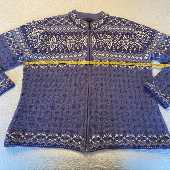 Nomadic Traders Zip Front Blue and White Cardigan -Large - Picture 9 of 11